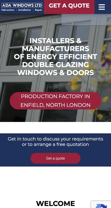 Ada Windows website on a mobile phone