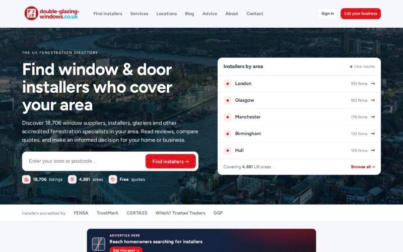 Double Glazing Windows website homepage